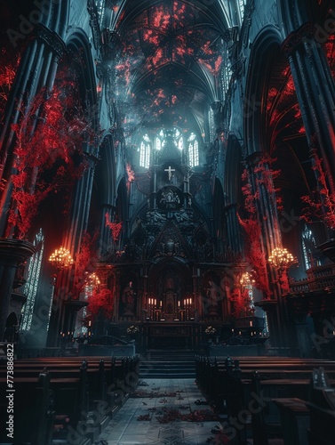 Explore the enigmatic narrative of a demons pilgrimage to a church  where redemption and damnation collide in a mesmerizing display of surreal art  Blender