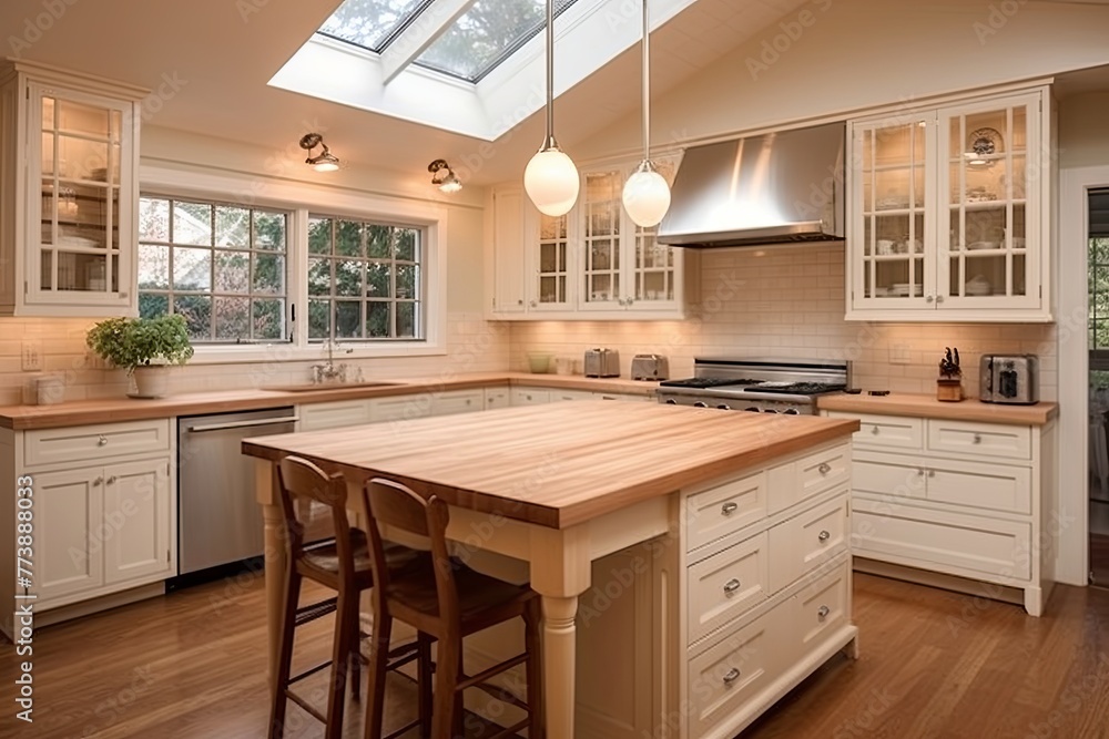 Classic Colonial Kitchen Designs: Butcher Block Island, Pendant Lighting, Shaker Style Cabinets Showcasing Timeless Elegance Classic Colonial Kitchen Designs: Butcher Block Island, Pendant Lighting, Shaker Style Cabinets Showcasing Timeless Elegance