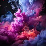 cloudy smoke, like candle, smell, wider upwards, blue purple and pink colors, on dark purple background