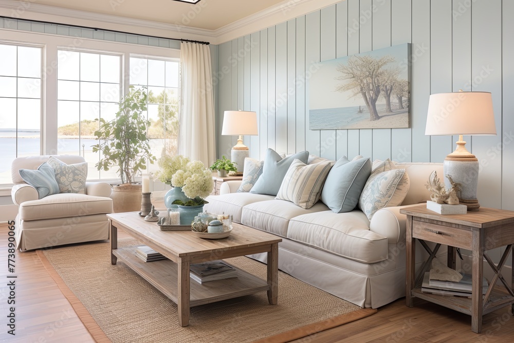 Coastal Farmhouse Living Room Ideas: Board and Batten Cottage Inspiration Coastal Farmhouse Living Room Ideas: Board and Batten Cottage Inspiration