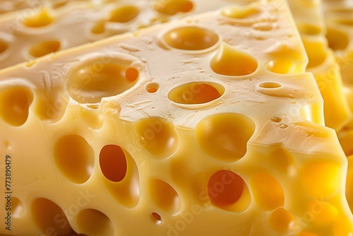 Fresh new cheese with beautiful air holes, close-up photo, wallpaper photo