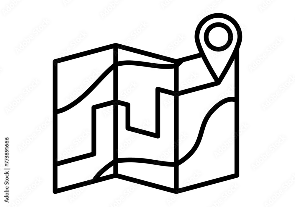 Icono negro de plano o mapa.