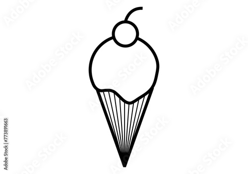 Icono de un helado con guinda en fondo blanco.