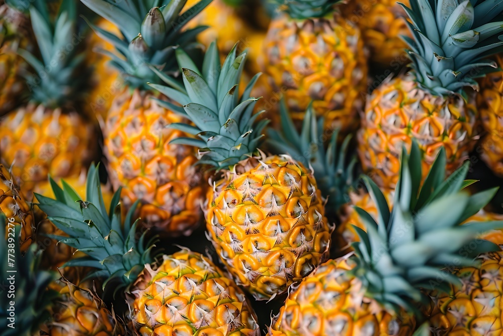 Pineapple beautifully placed for background, top view, cool summer fruit. Pineapple beautifully placed for background, top view, cool summer fruit.