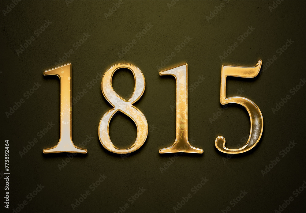 Old gold effect of 1815 number with 3D glossy style Mockup. Old gold effect of 1815 number with 3D glossy style Mockup.