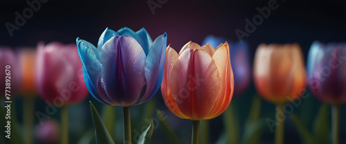 Holographic Flower with Glistening Petals in a Digital Art Masterpiece