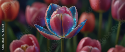 Vibrant Tulip Duo: Stunning Display of Red and Yellow Blossoms