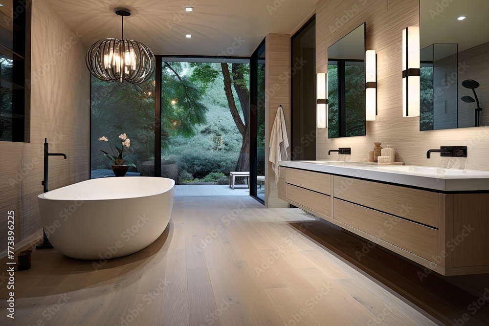 Modern Spa Bathroom: Contemporary Design with Freestanding Tub and Clean Lines Modern Spa Bathroom: Contemporary Design with Freestanding Tub and Clean Lines