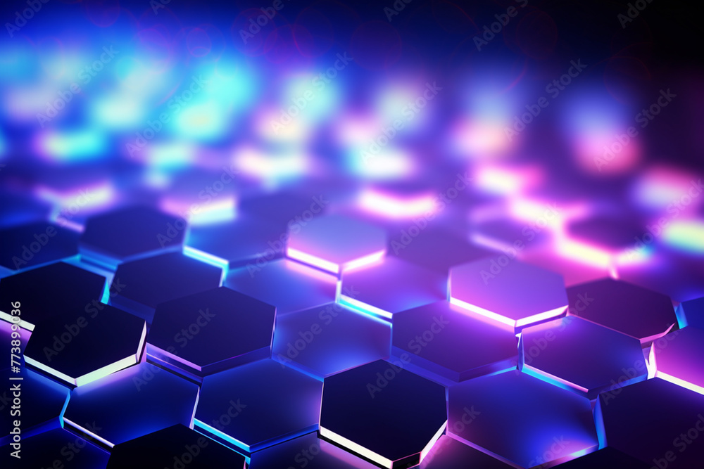 Abstract background hexagon pattern with glow. Ai-Generated Image