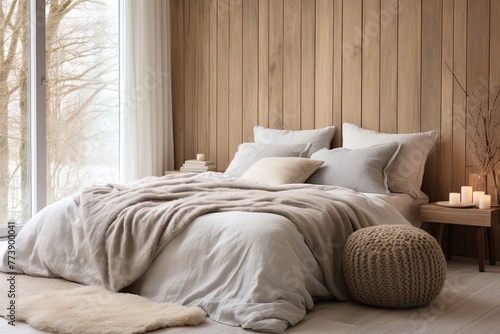Serene Ambiance Showcase: Cozy Scandinavian Bedroom Inspirations in a Peaceful Setting © Michael
