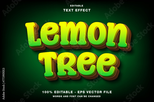 Lemon Tree 3d Editable Text Effect Template Style Premium Vector
