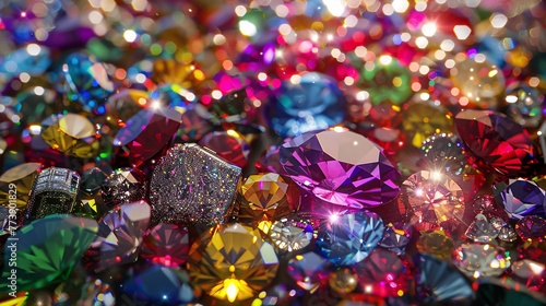 Colorful Gems and Jewels A Rainbow of Sparkling Treasures Generative AI
