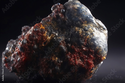 Kremersite is a rare precious natural stone on a black background. AI generated. Header banner mockup with space.
