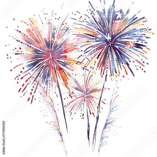 Celebration beautiful fire works watercolor illustration clipart for a variety of purposes creating greeting cards and invitations