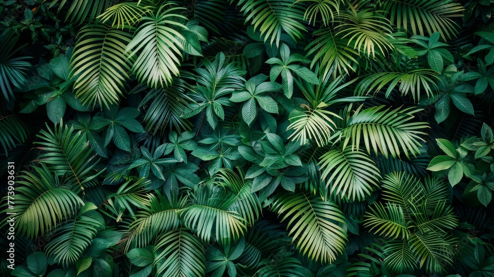 closeup nature view of leaf background. Flat lay, dark nature concept, tropical leaf.