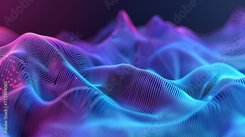 abstract background blue and purple gradient wallpaper with 3d audio waves visualization, modern digital technology background, cyber tech wallpaper, business presentation or banner background 
