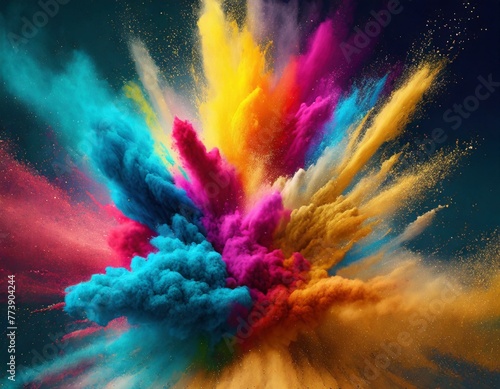 Stunning and dynamic dust powder explosion simulating a colorful effect