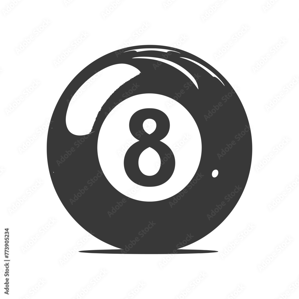 silhouette billiard ball number 8 black color only silhouette billiard ball number 8 black color only