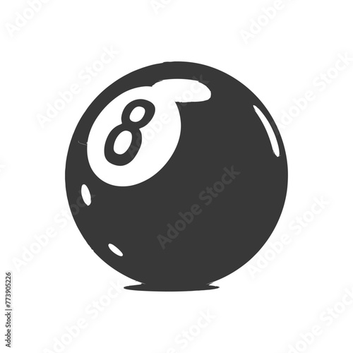 silhouette billiard ball number 8 black color only