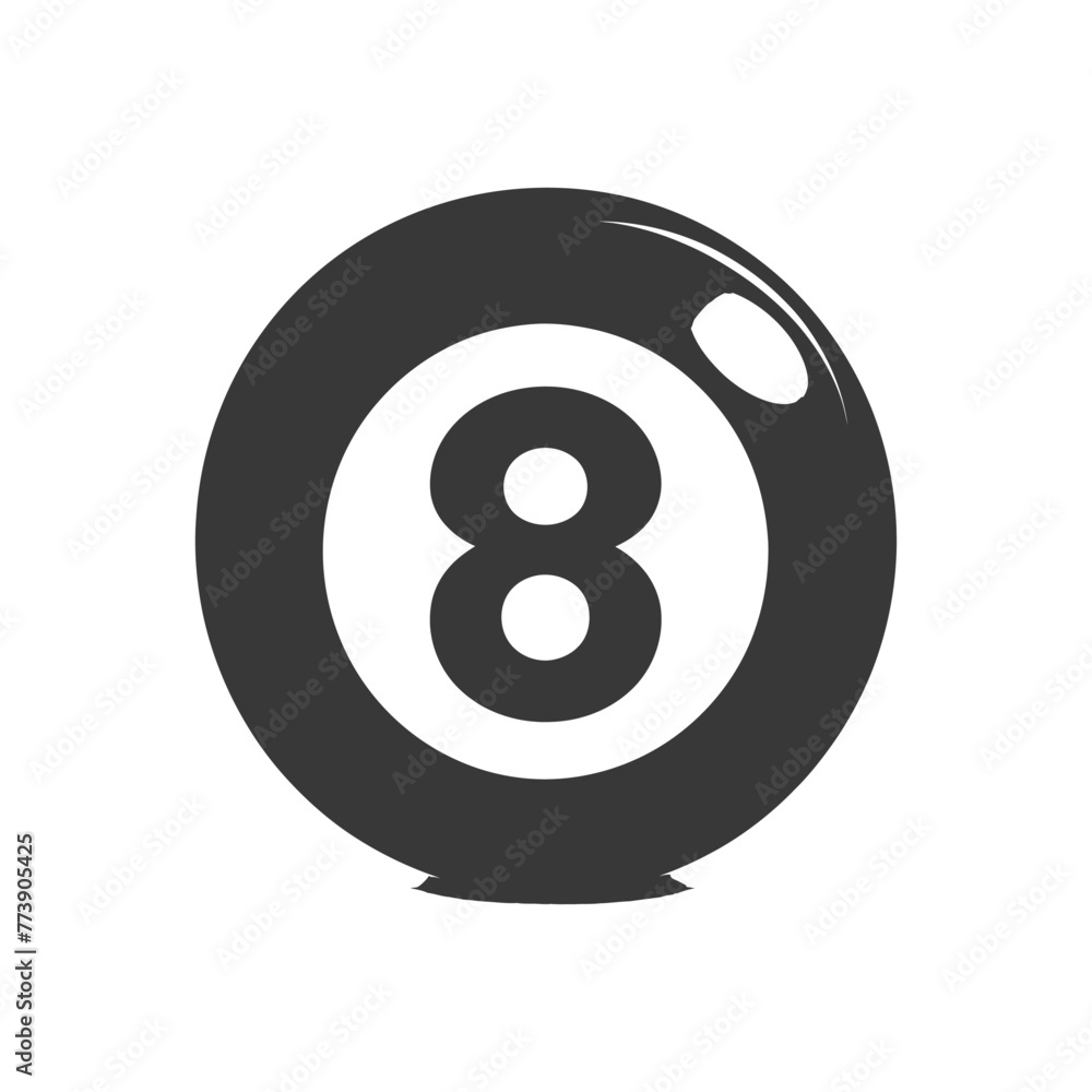 silhouette billiard ball number 8 black color only silhouette billiard ball number 8 black color only