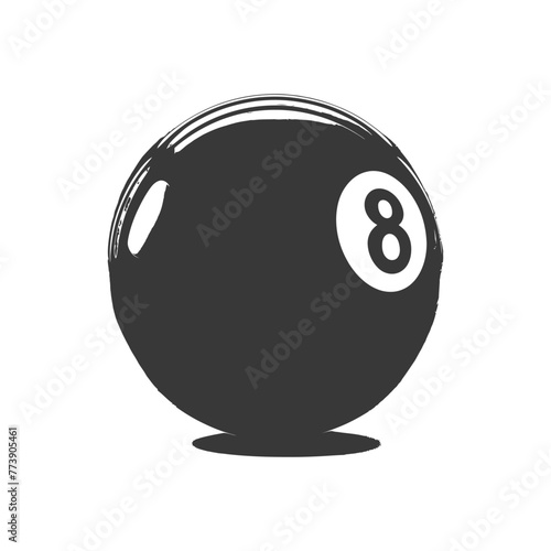 silhouette billiard ball number 8 black color only