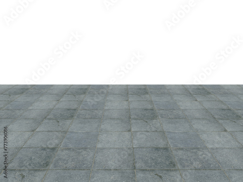 Empty pedestrian road rock sidewalks in PNG isolated on transparent background.