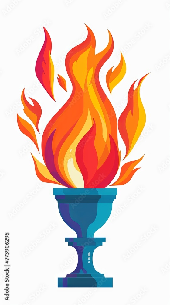 Olympic fire, bold flat colors isolated on white background. Olympic Games in Paris 2024 Olympic fire, bold flat colors isolated on white background. Olympic Games in Paris 2024