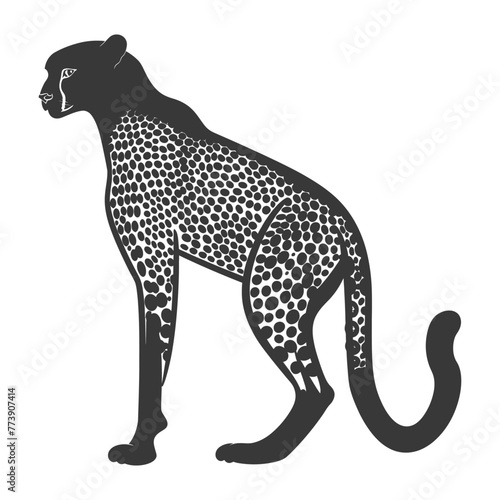 Silhouette cheetah animal black color only full body