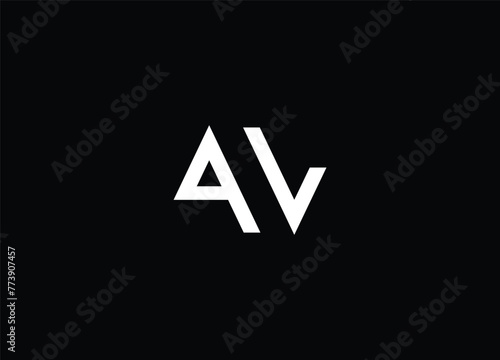 AV letter design logo logotype icon concept with serif font and classic elegant style look vector illustration
