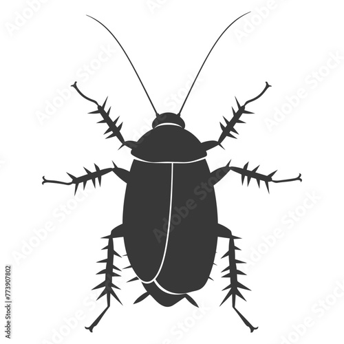 Silhouette Cockroach bug animal black color only full body