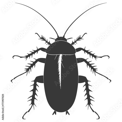 Silhouette Cockroach bug animal black color only full body