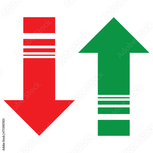 Green Up and Red Down Arrow Icons with Rounded Edges. Vector Image.