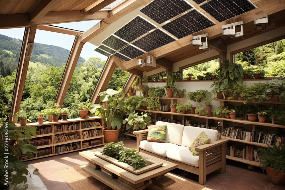 Solar-Powered Organic Oasis: Earthy Living Room Designs for Off-Grid Renewable Energy Enthusiasts