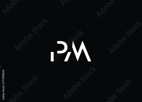 PM Letters Logo Design Slim. Simple and Creative Black Letter Concept Illustration. 