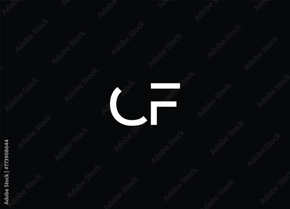 CF letter design logo logotype icon concept with serif font and classic elegant style look vector illustration
