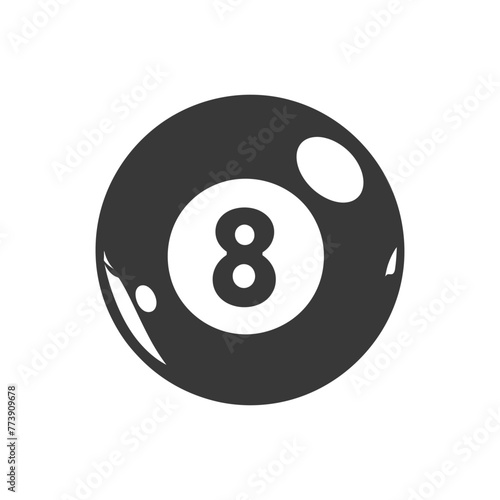 silhouette billiard ball number 8 black color only