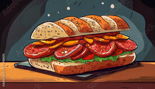 ilustración de un bocadillo de chorizo