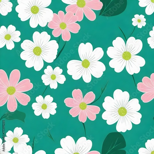 Leaves and floral pattern in plain background