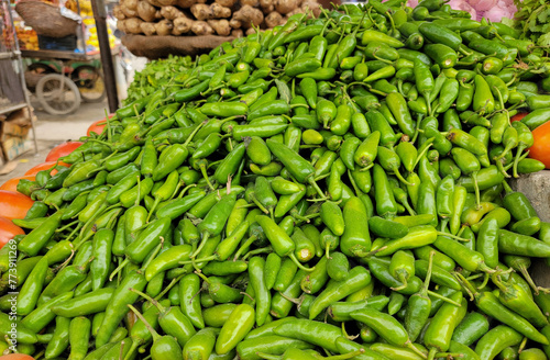 A pile of green chillies © Muzzammil