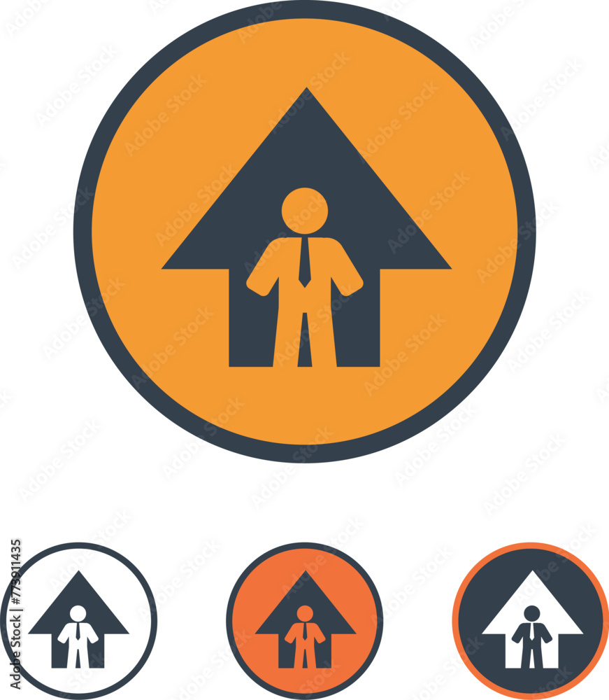 Up arrow with human figure and person icons set. Career and business success symbol apps and websites. Vector illustration. Up arrow with human figure and person icons set. Career and business success symbol apps and websites. Vector illustration.