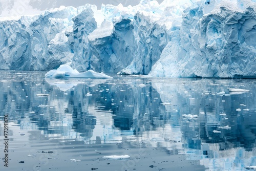 Melting glaciers, landscape with reflection