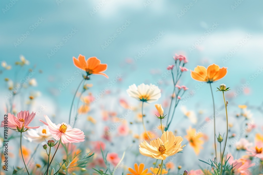 Blooming Bliss A Vibrant Flower Field in Full Bloom Generative AI