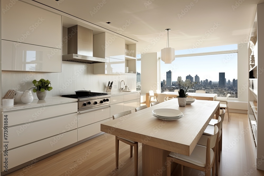View of Elegant Manhattan Penthouse Designs: Modern Kitchen & State-of-the-Art ...