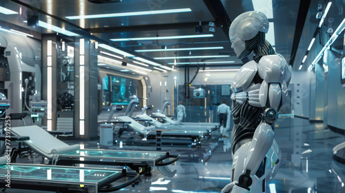 Advanced Robot in a High-Tech Medical Facility
