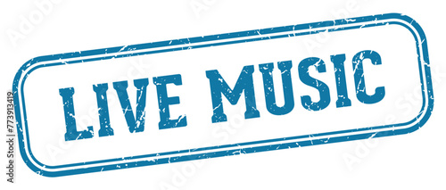 live music stamp. live music rectangular stamp on white background
