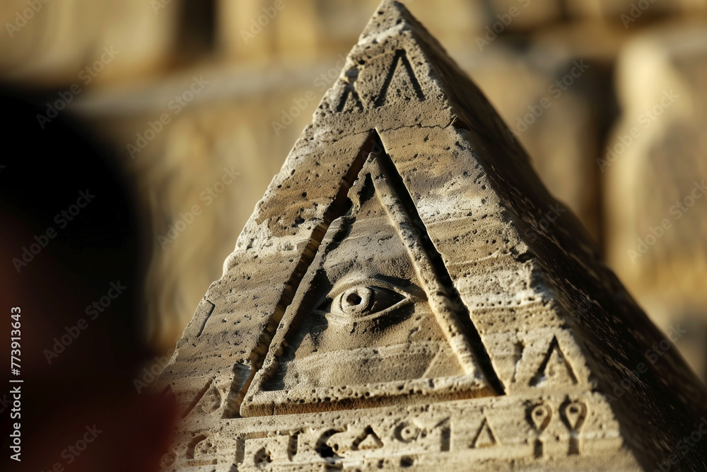 Eye of Horus secret society illuminati conspiracy. All seeing eye pyramid. New world order conceptual image. - obrazy, fototapety, plakaty 