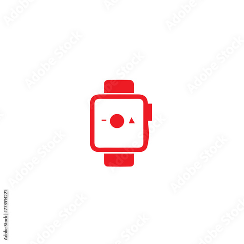 smart android watch, hand clock black icon.
