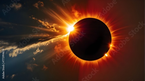 complete blockage of the Sun. A solar eclipse is when the moon obscures the sun.