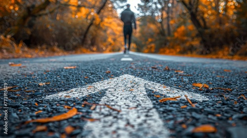 Empty Road With White Arrow