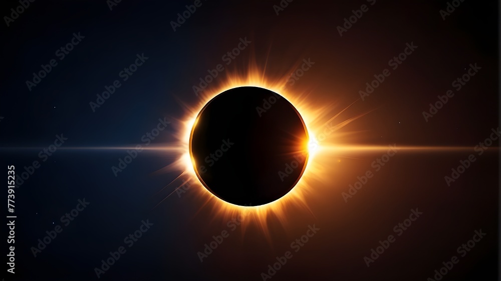 One type of astronomical event is a solar eclipse. An accurate depiction of a solar eclipse. The sun is obscured by the moon. artificial intelligence generation. - obrazy, fototapety, plakaty 